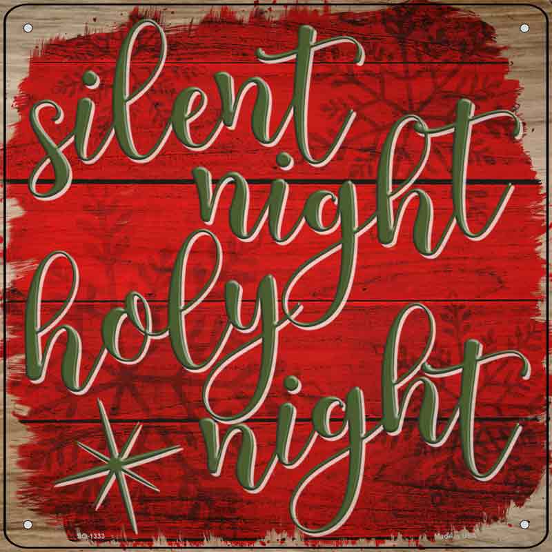 Silent Night Holy Night Red Wholesale Novelty Metal Square Sign