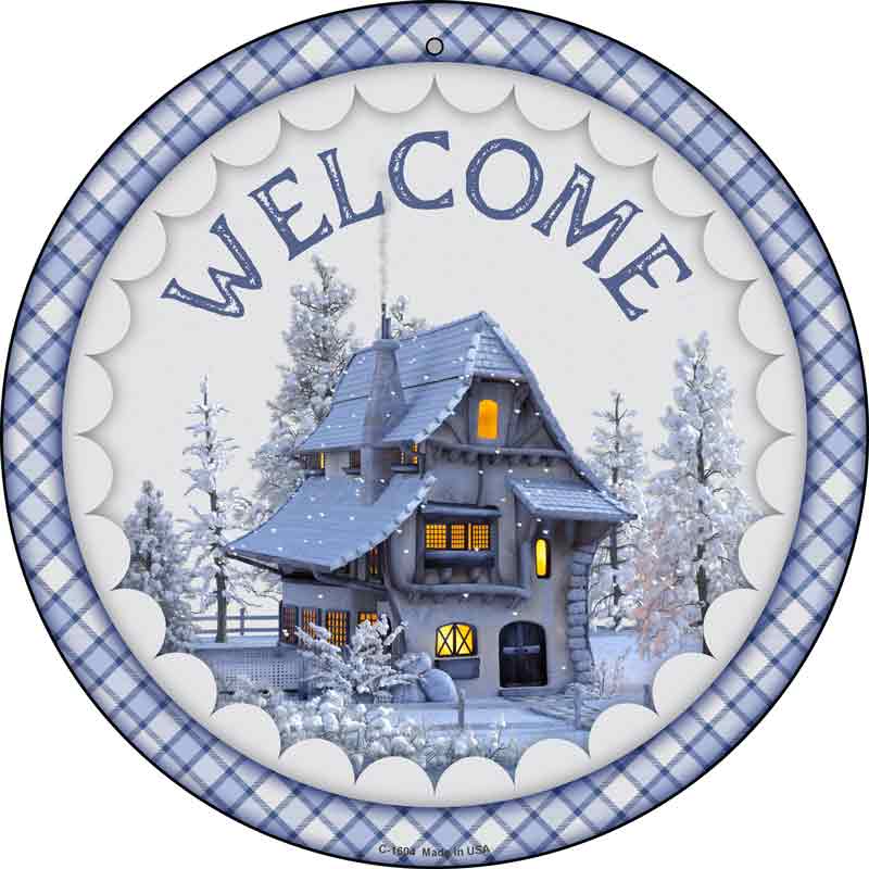 Welcome Snowy House Wholesale Novelty Metal Circle Sign
