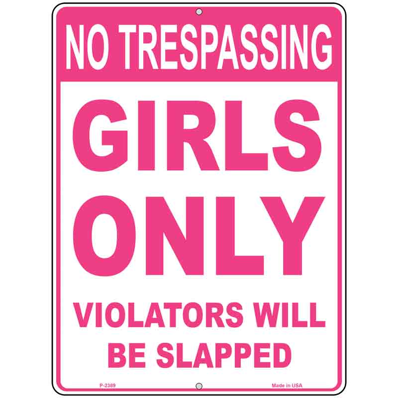 Girls Only No Trespassing Wholesale Metal Novelty Parking SIGN