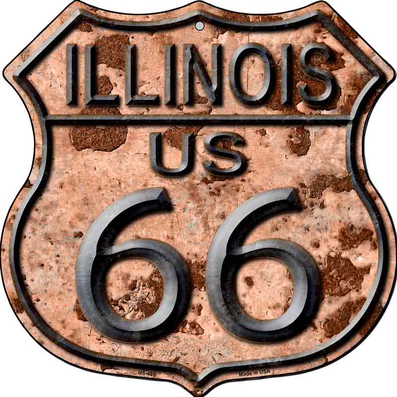 Illinois Route 66 Rusty Wholesale Metal Novelty Highway Shield