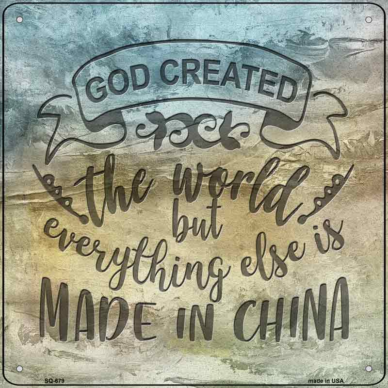 God Created the World Wholesale Novelty Metal Square SIGN