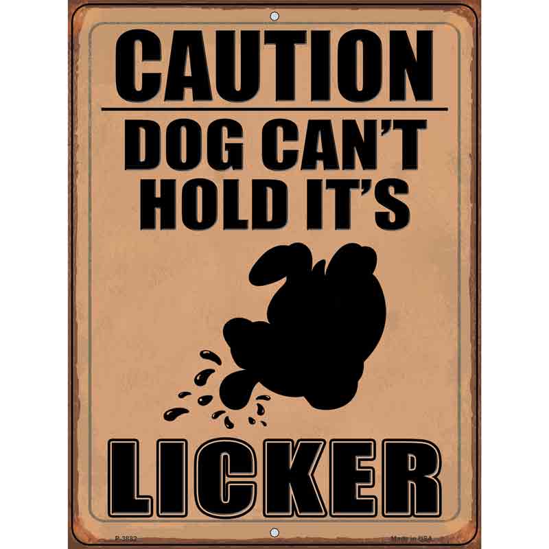 Caution Dog Licker Brown Wholesale Novelty Metal Parking SIGN