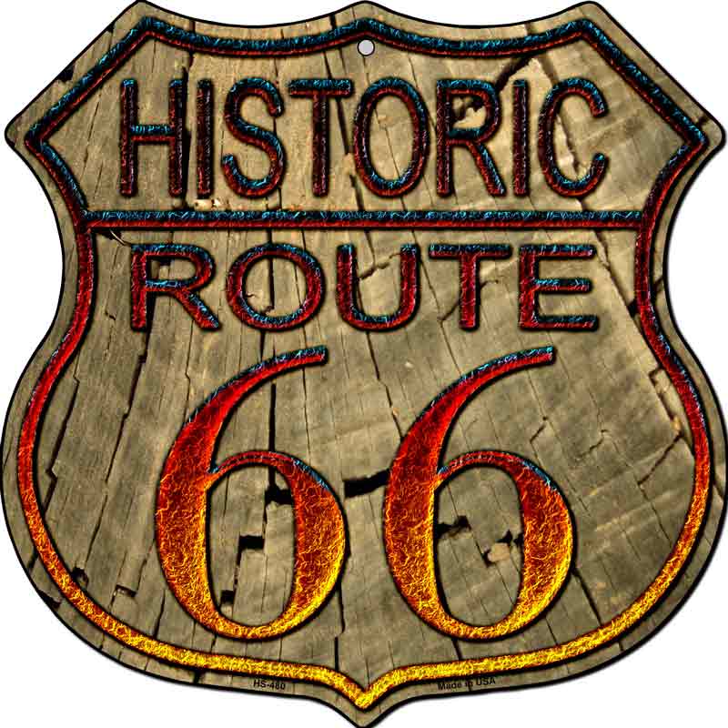 Historic Route 66 Wood Wholesale Metal Novelty Highway Shield