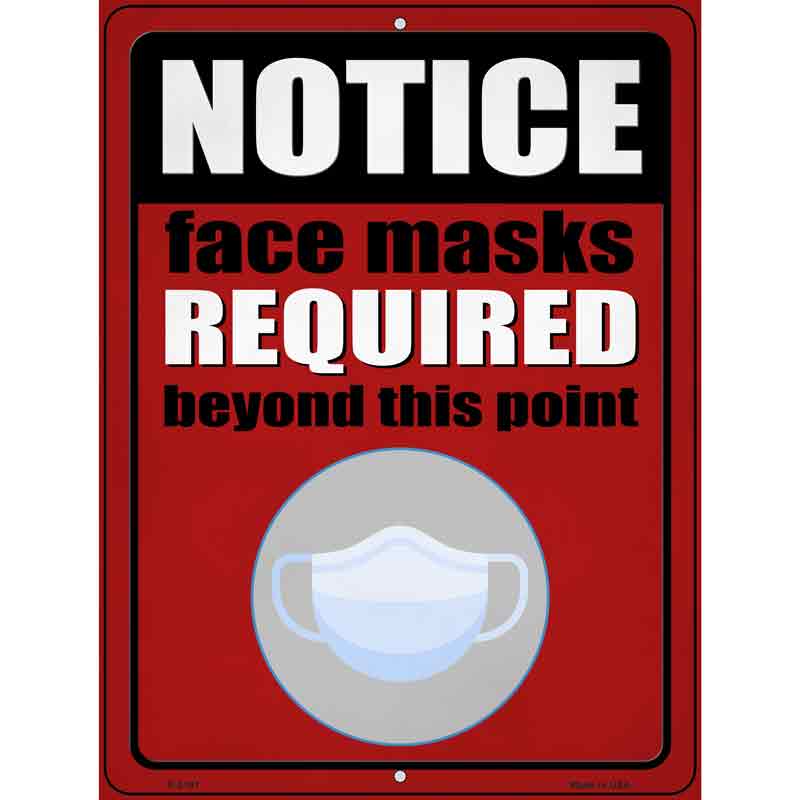 Face Masks Required Red Wholesale Novelty Metal Parking SIGN