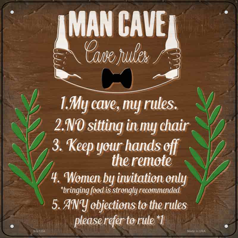 Man Cave 5 Rules Wholesale Novelty Metal Square SIGN
