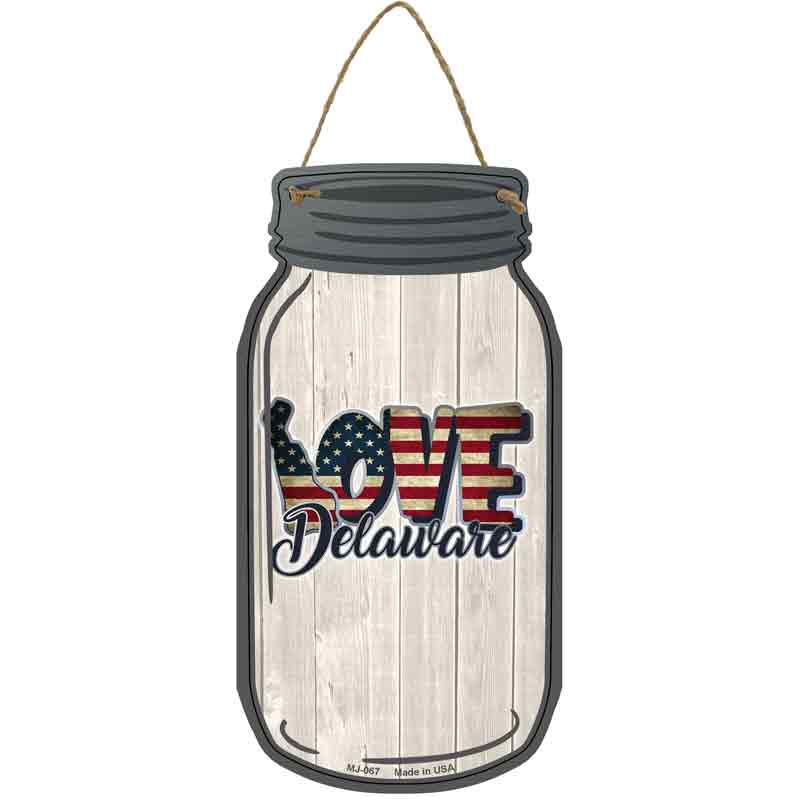 Love Delaware Silhouette Wholesale Novelty Metal Mason Jar SIGN