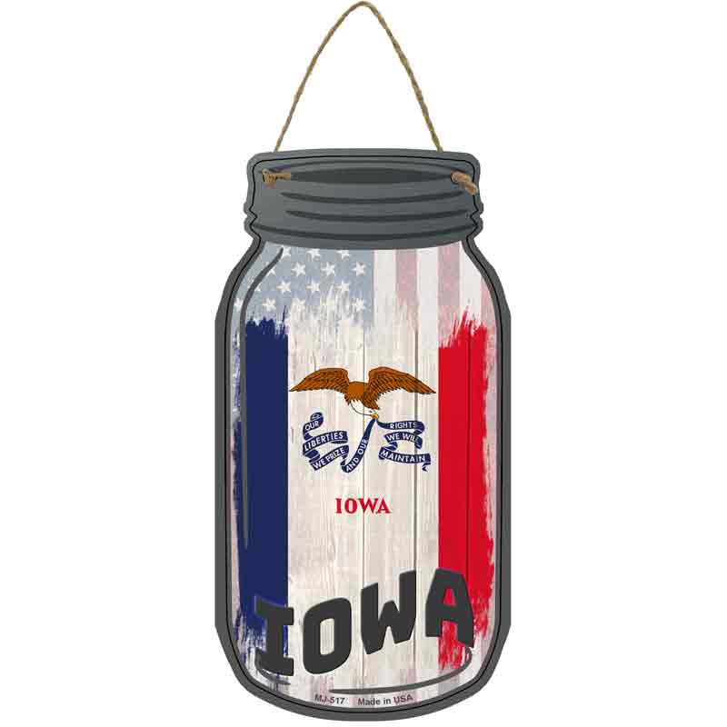 Iowa | USA FLAG Wholesale Novelty Metal Mason Jar Sign