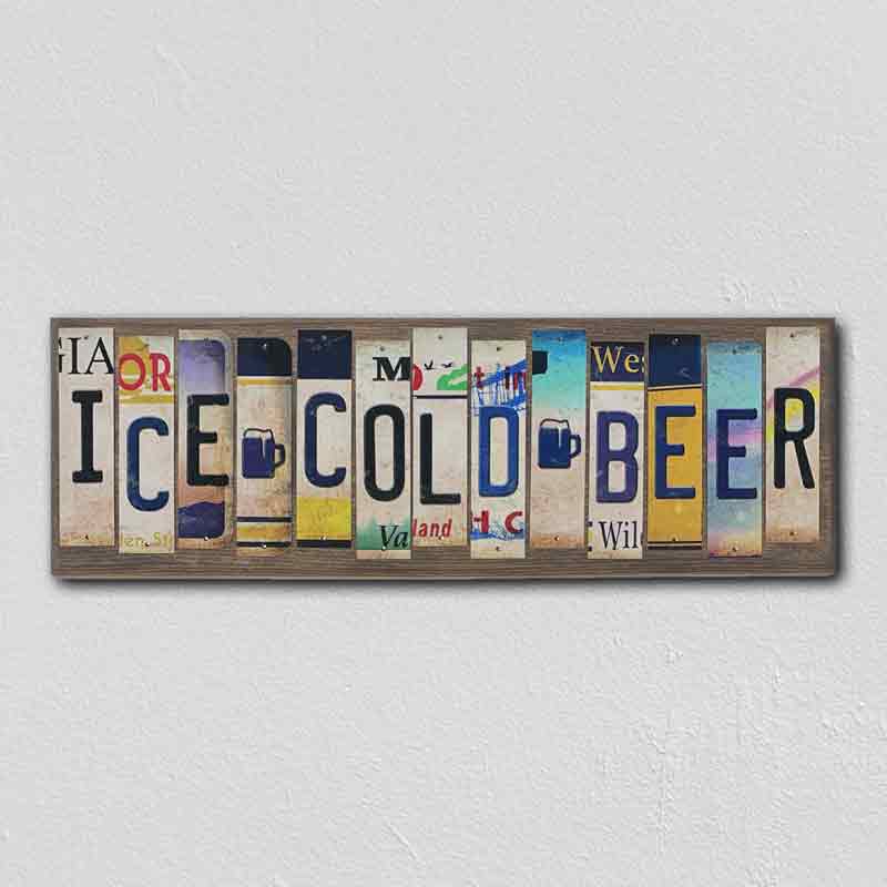 Ice Cold Beer Wholesale Novelty License Plate Strips Wood Sign