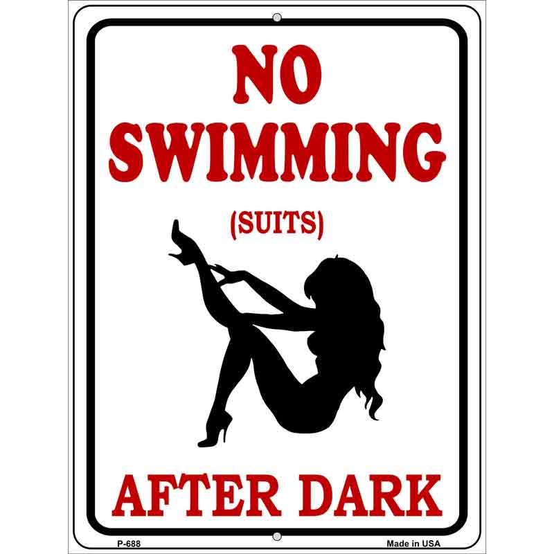 No Swimming Suits After Dark Wholesale Metal Novelty Parking SIGN