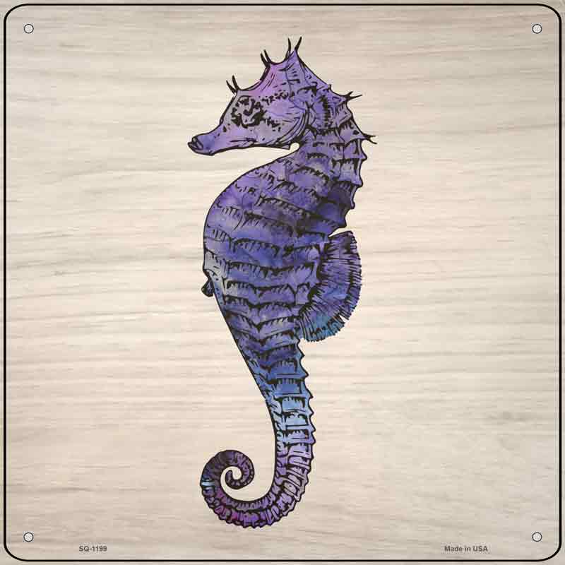 Seahorse on Wood Wholesale Novelty Metal Square SIGN