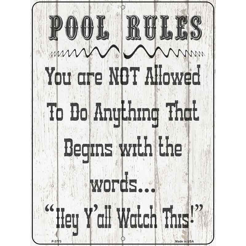 Pool Rules Wholesale Novelty Metal Parking SIGN