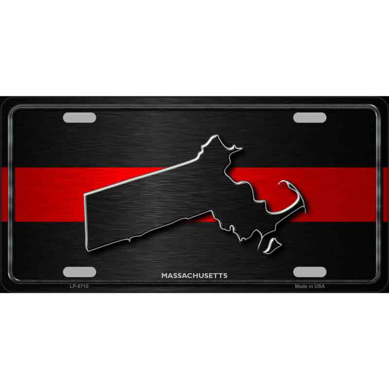 Massachusetts Thin Red Line Wholesale Metal Novelty LICENSE PLATE