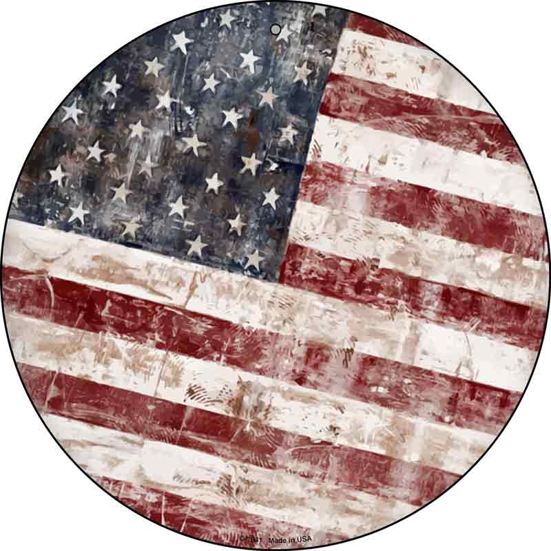 American FLAG Smudged Rusty Wholesale Novelty Metal Circle Sign C-1841