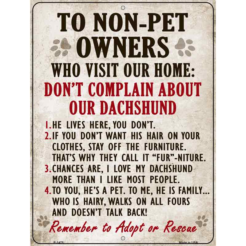 To Non Pet Owners Wholesale Metal Novelty Parking SIGN
