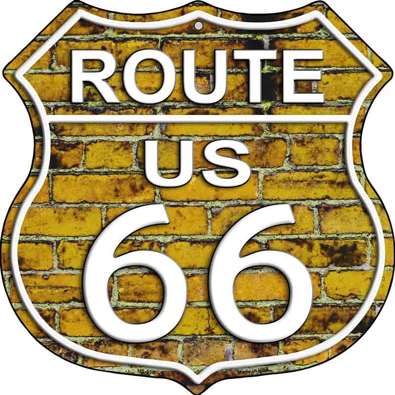 Route 66 Yellow Brick Wall Wholesale Metal Novelty Highway Shield
