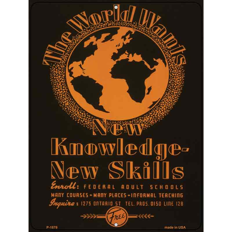 New Knowledge New Skills Vintage POSTER Wholesale Parking Sign