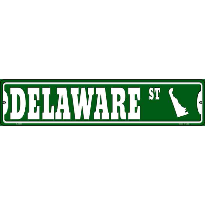 Delaware St Silhouette Wholesale Novelty Small Metal Street SIGN