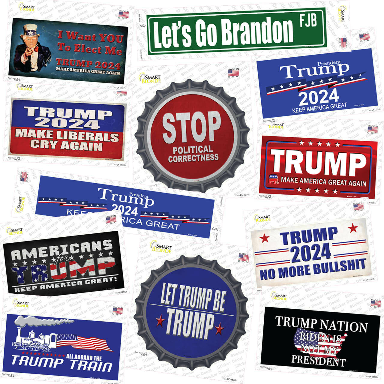 Trump 50 Piece Wholesale Novelty Assorted STICKER Decal Pack