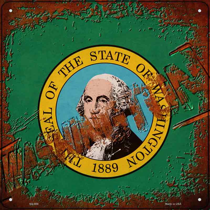 Washington Rusty Stamped Wholesale Novelty Metal Square SIGN