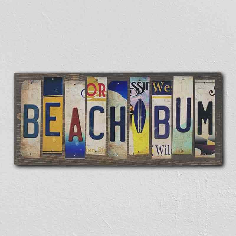 Beach Bum Wholesale Novelty License Plate Strips Wood Sign