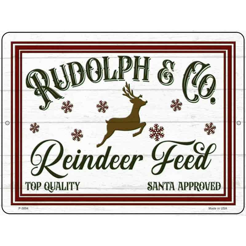 Rudolph and Co Reindeer Feed Wholesale Novelty Metal Parking Sign