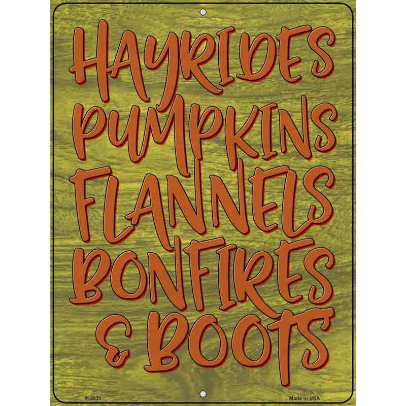 Hayrides Pumpkins Flannels Wholesale Novelty Metal Parking Sign