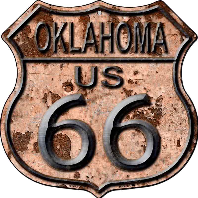 Oklahoma Route 66 Rusty Wholesale Metal Novelty Highway Shield