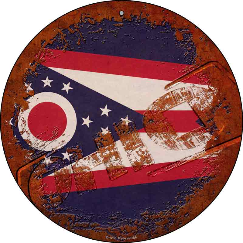 Ohio Rusty Stamped Wholesale Novelty Metal Circular SIGN