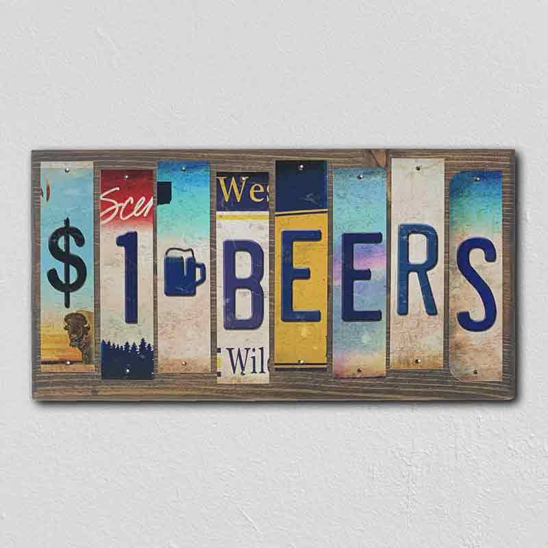 1 Dollar Beers Wholesale Novelty License Plate Strips Wood Sign