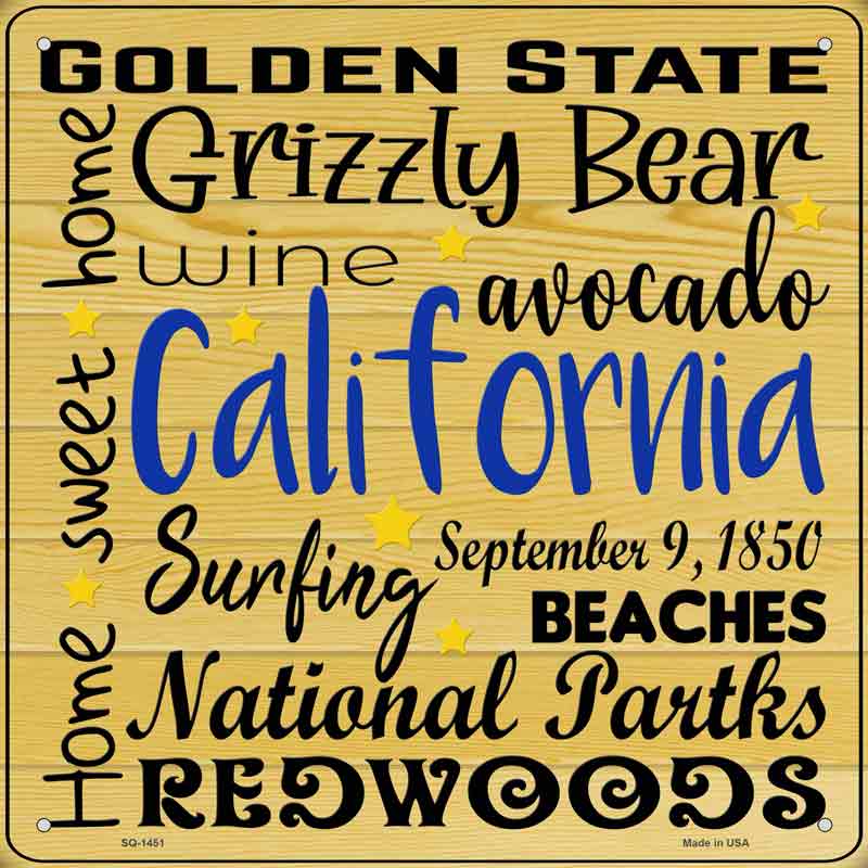California Motto Wholesale Novelty Metal Square SIGN