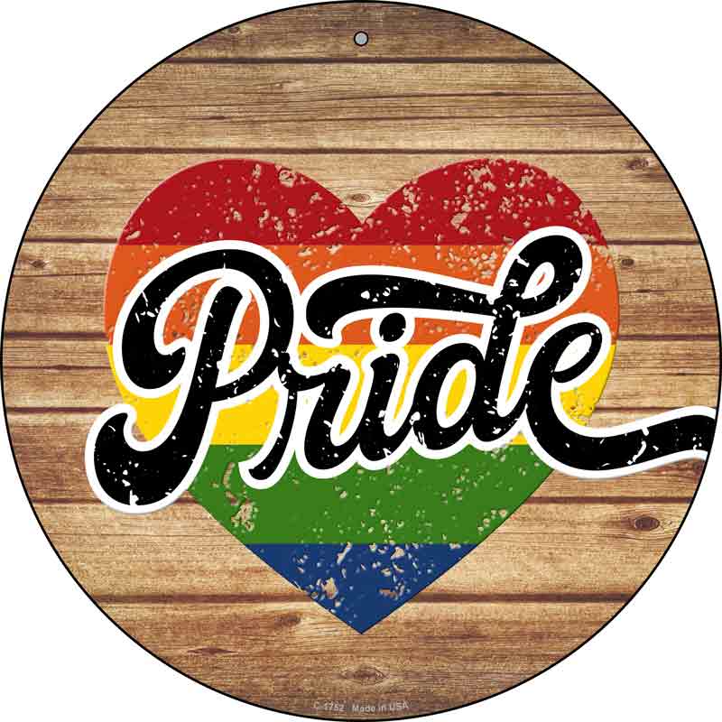 Pride Heart On Wood Wholesale Novelty Metal Circle SIGN
