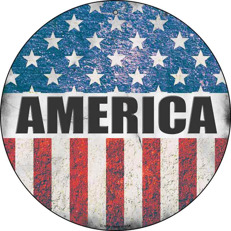 America FLAG Background Wholesale Novelty Metal Circular Sign