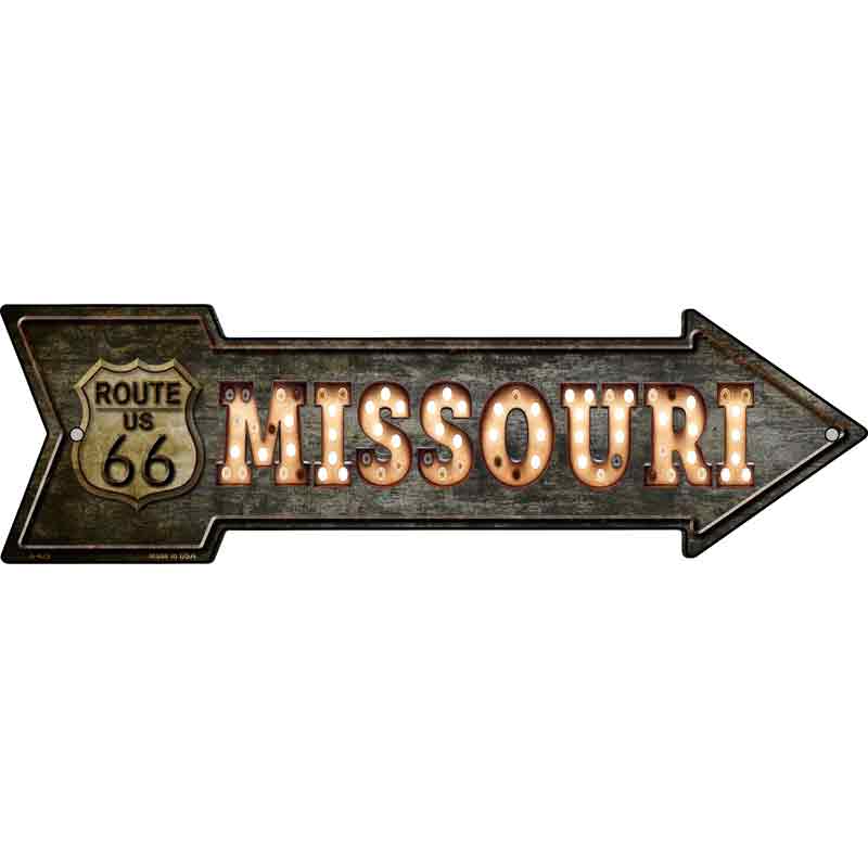 Missouri ROUTE 66 Bulb Letters Wholesale Novelty Metal Arrow Sign