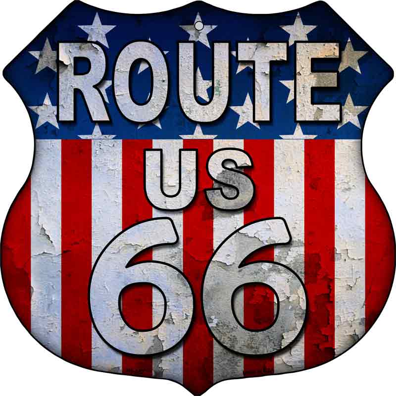 Route 66 Vertical American FLAG Wholesale Metal Novelty Highway Shield