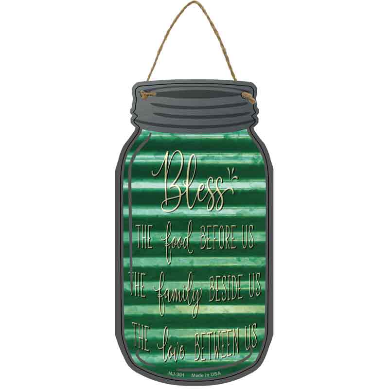 Bless Food Family Love Corrugated Green Wholesale Novelty Metal Mason Jar SIGN