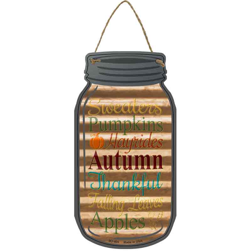 Autumn Corrugated GOLD Wholesale Novelty Metal Mason Jar Sign
