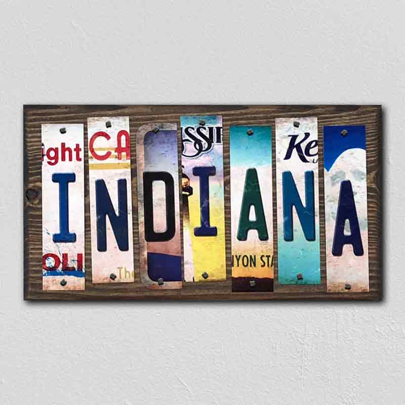 INdiana Wholesale Novelty License Plate Strips Wood Sign