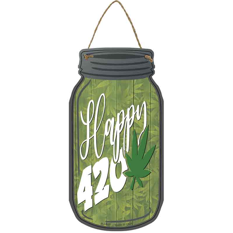 Happy 420 Wholesale Novelty Metal Mason Jar SIGN