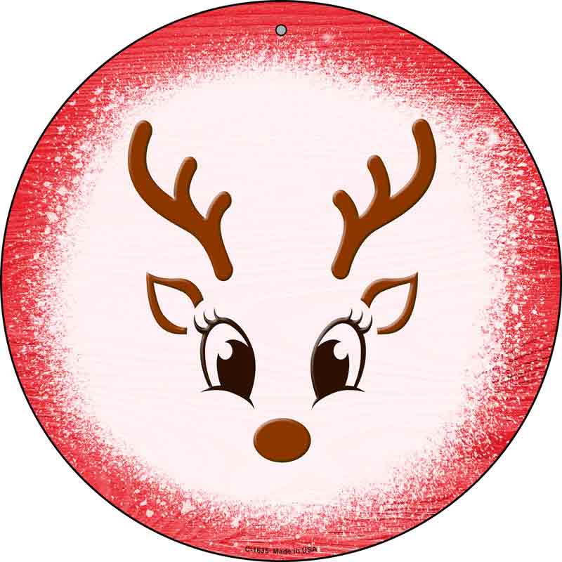Red Reindeer Face Wholesale Novelty Metal Circle SIGN