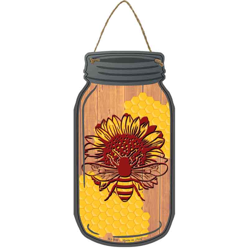 Bee In Sunflower Wholesale Novelty Metal Mason Jar SIGN