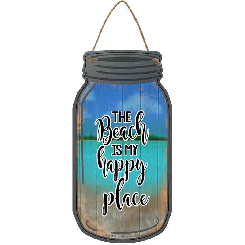 Beach Is My Happy Place Background Wholesale Novelty Metal Mason Jar SIGN