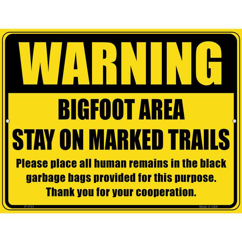 Warning Bigfoot Area Wholesale Novelty Parking SIGN