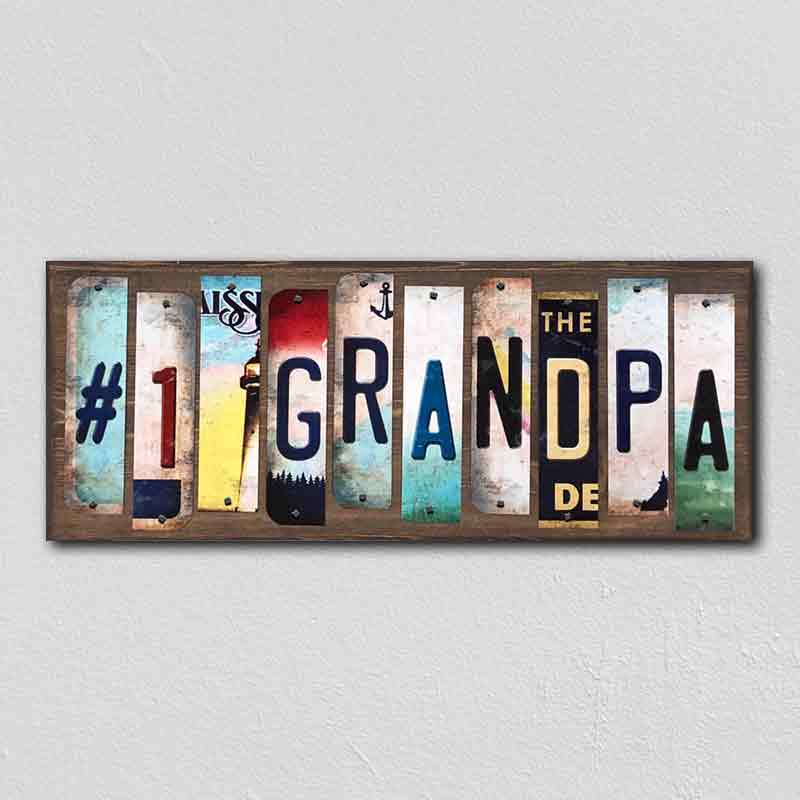 #1 Grandpa Wholesale Novelty License Plate Strips Wood SIGN