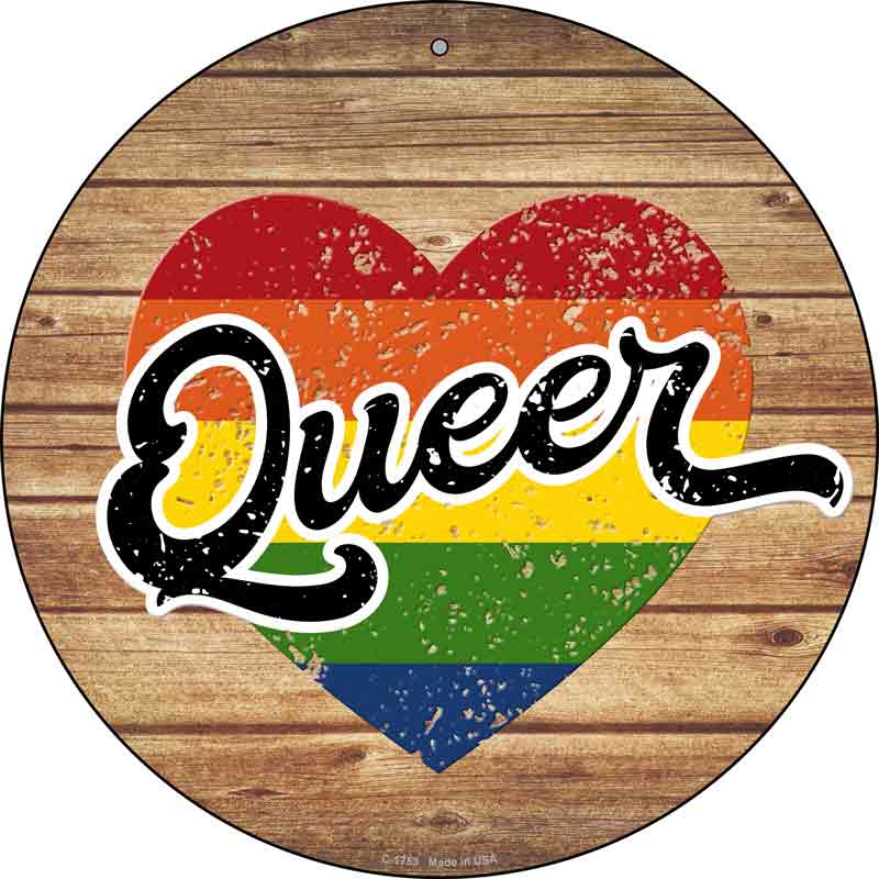 Queer Heart On Wood Wholesale Novelty Metal Circle SIGN