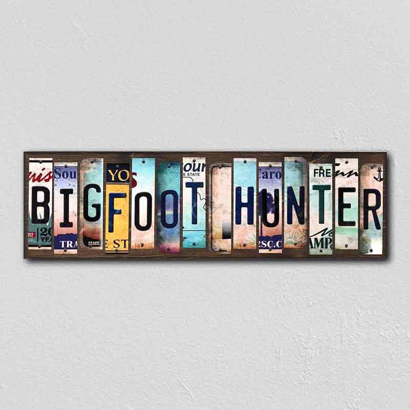 Bigfoot Hunter Wholesale Novelty License Plate Strips Wood Sign