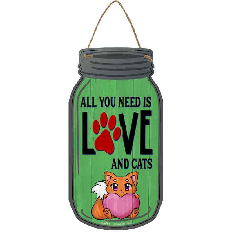 Love And Cats Green Wholesale Novelty Metal Mason Jar Sign
