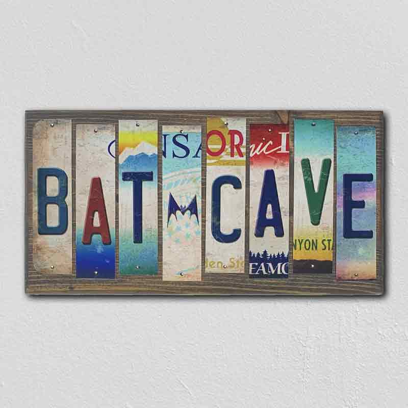 Bat Cave Wholesale Novelty License Plate Strips Wood Sign