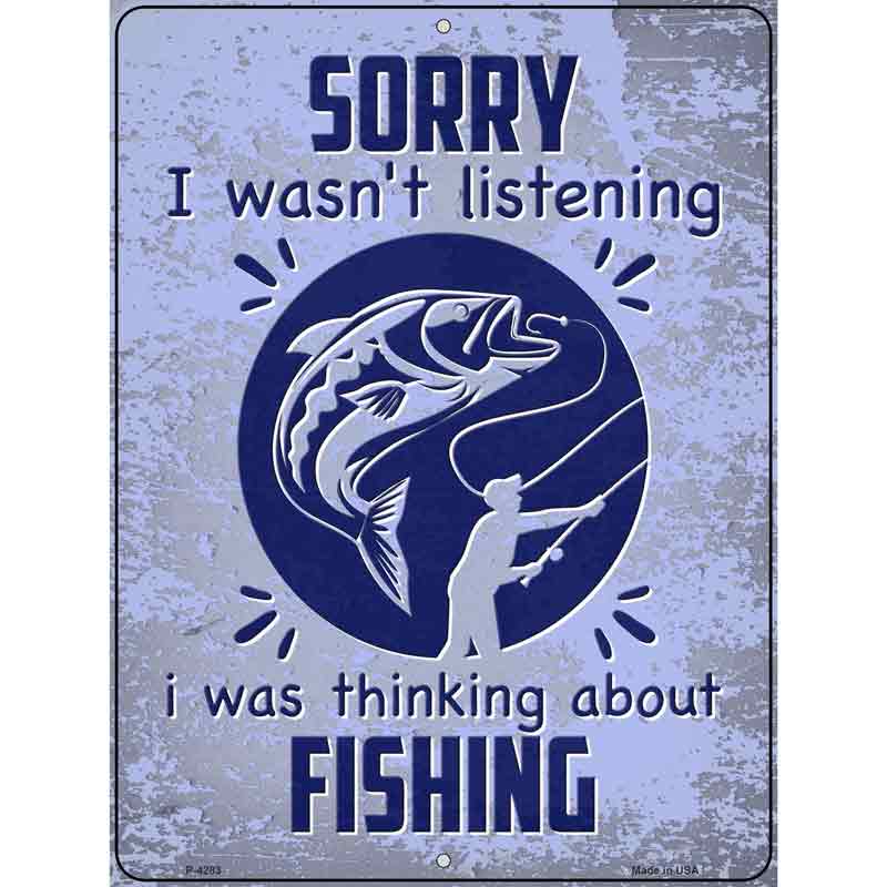 Thinking About FISHING Wholesale Novelty Metal Parking Sign