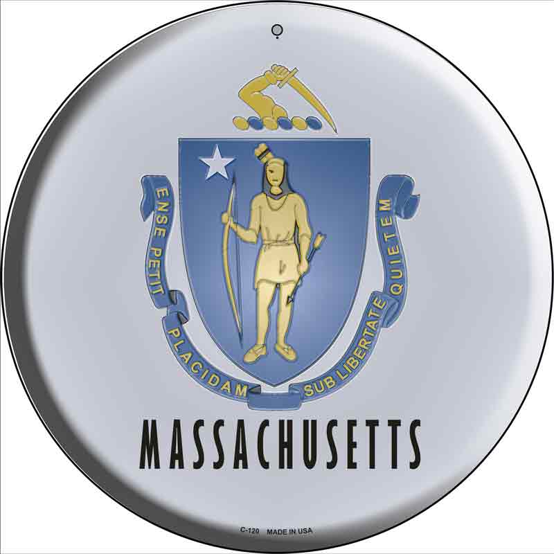 Massachusetts State FLAG Wholesale Metal Circular Sign