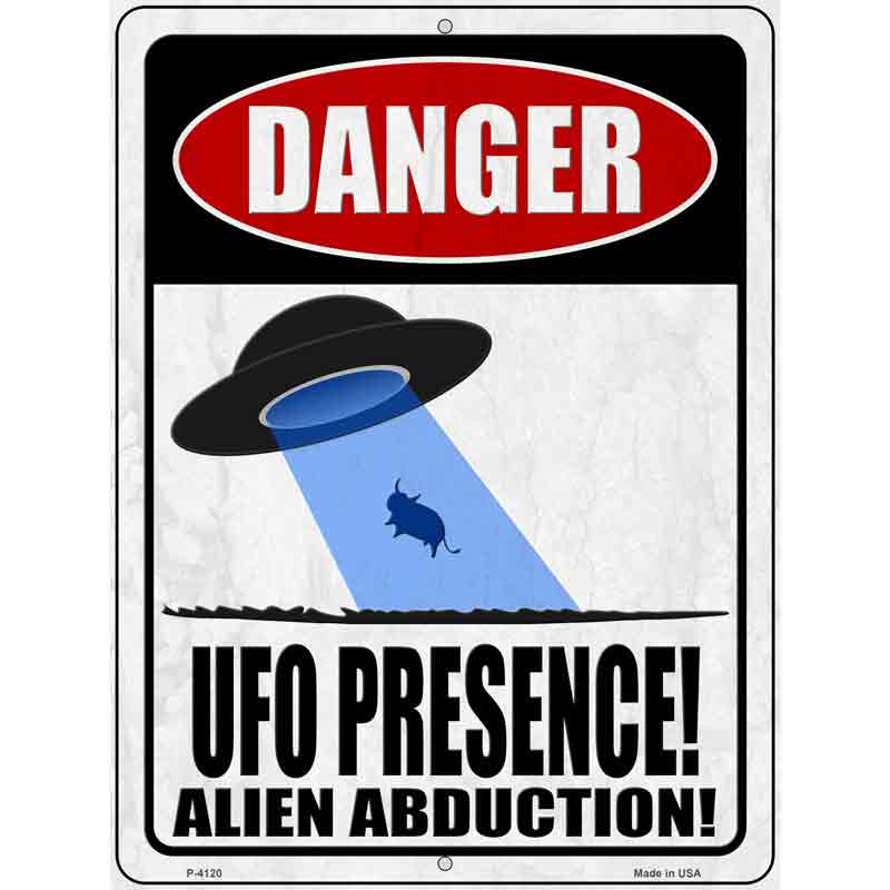 UFO Presence Cow Wholesale Novelty Metal Parking SIGN